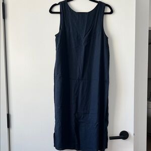 Linen Navy Sleeveless Dress